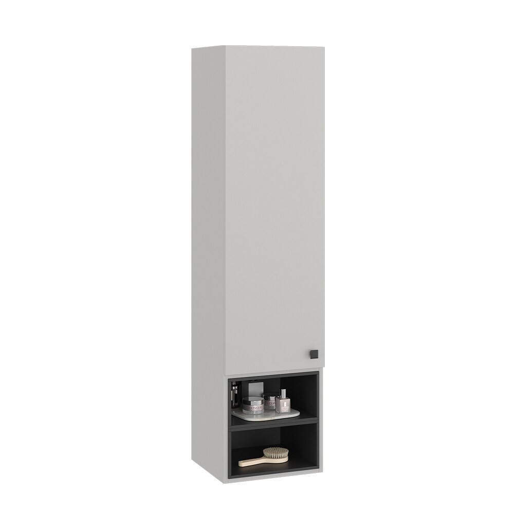 Vicco Hängeschrank Gerta, 37,5 x 150 cm, Grau-Schwarz, Badschrank hängend mit 1 Tür