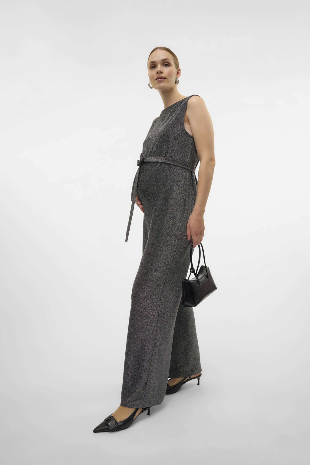 MAMALICIOUS zwangerschapsjumpsuit met glitters MLGLAM grijs