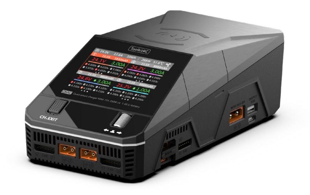 Quad-Ladegerät Q6AC 1-6S, 400W<br>Multifunktionales Modellbau-Ladegerät mit 4 Ausgängen