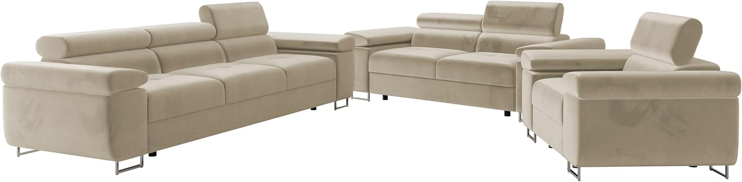 Mirjan24 Sofa Set Torezio 3+2+1, Sofagarnitur für Wohnzimmer, Couchgarnitur, Wohnlandschaft, Sofas, Couch, Füße aus Metall Chrom, Sofa (Manila 02)