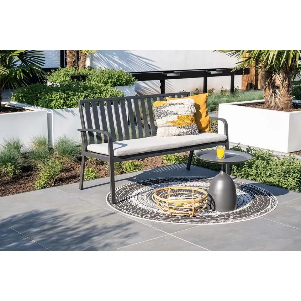 Pisa parkbank - aluminium - carbon black - valley sand