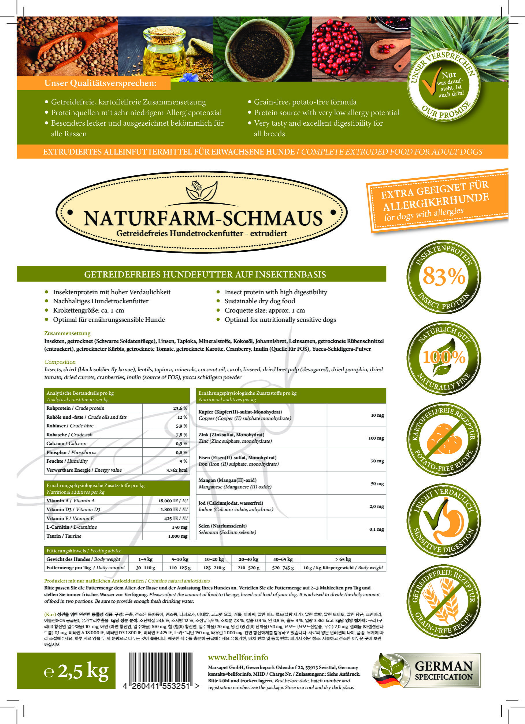 Nourriture sèche aux insectes - naturfarm-schmaus - 2,5 kg