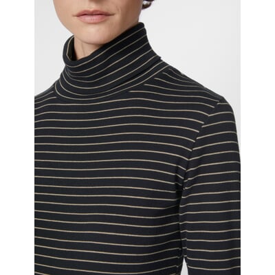 Damen-Rollkragenshirt, Schwarz-Natur