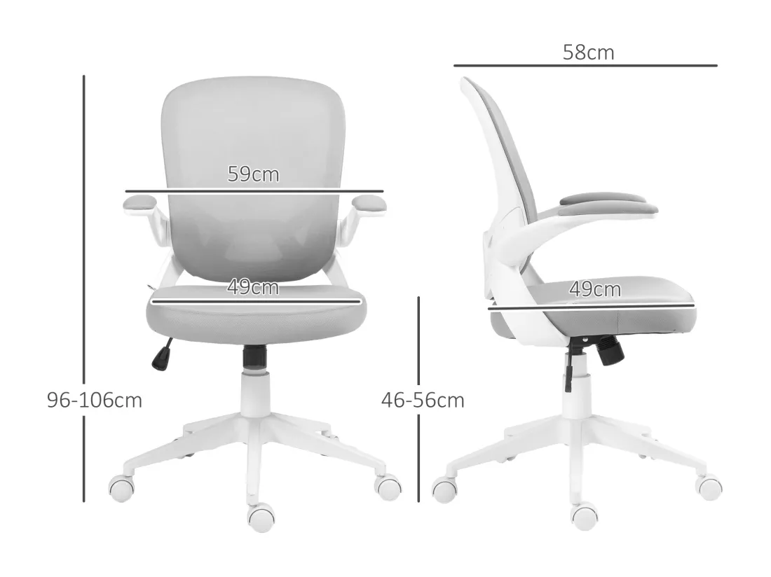 Chaise de bureau design ergonomique réglable accoudoirs relevables maille tissu gris