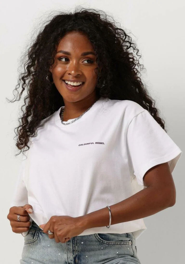 COLOURFUL REBEL witte colourful rebel t-shirt summer essence boxy tee