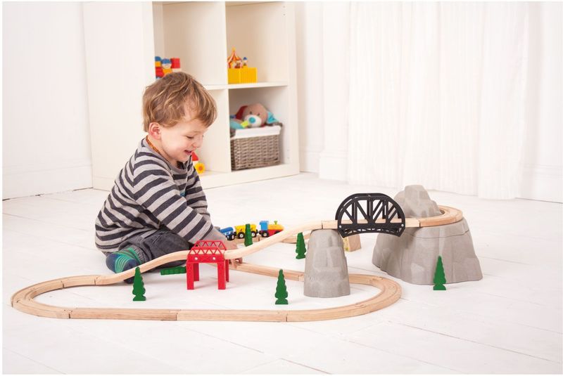 Bigjigs - Rocky Mountain - Uitbreidingspakket - Houten Treinaccessoire - 12 Stuks