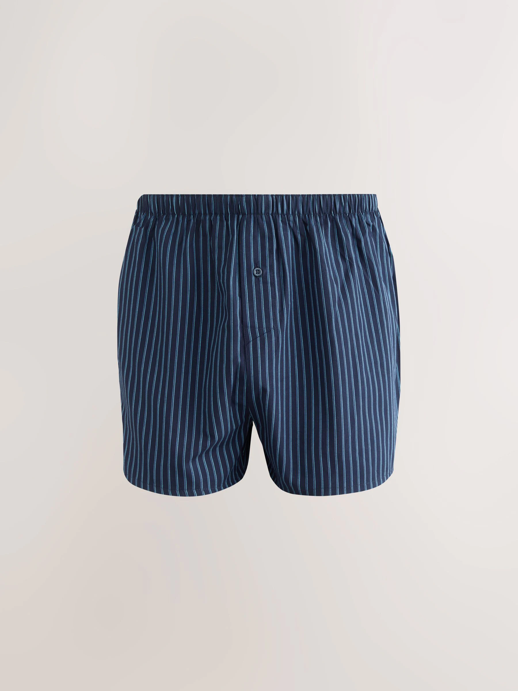 Marineblauw gemengd patroon - Verpakking van 8 - Geweven boxershorts van puur katoen