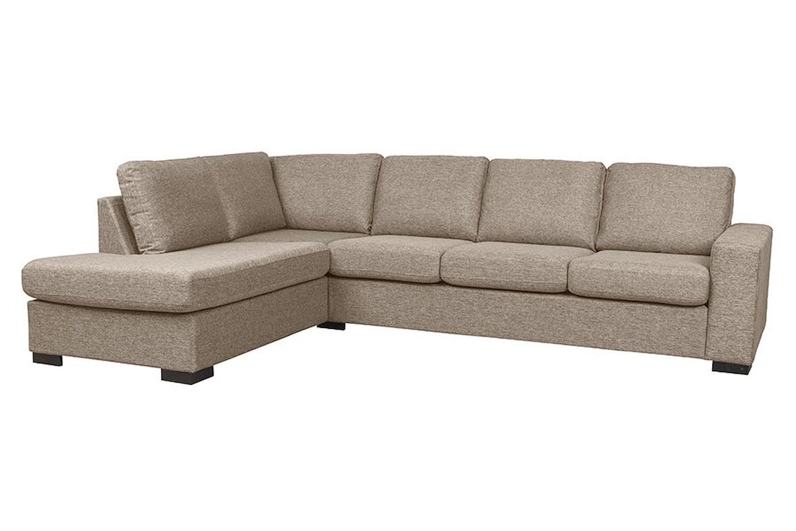 Max hjørnesofa 3-seter med åpen ende venstre i tekstil Hygge 11 beige med sorte ben