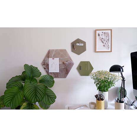Naga magnetisk hexagon glastavle 42x48,5 cm - beige marmor