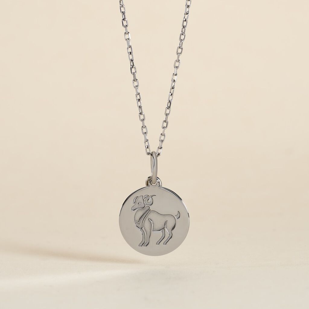 Pendentif Zodiaque Rond Argent Blanc
