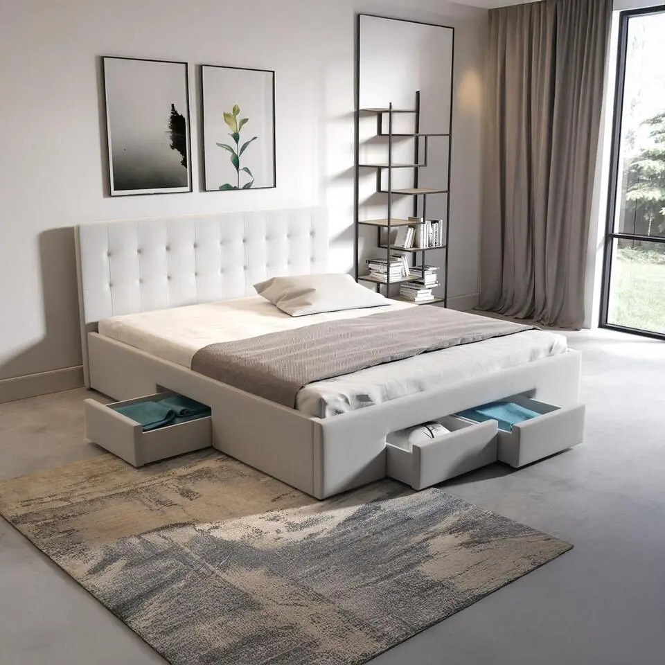 Meubella - Tweepersoonsbed Milo - Wit - 180x200 cm