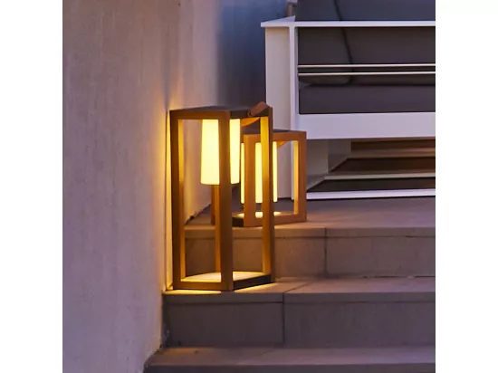 Lanterne solaire SERAPHINA TALL Bois Aluminium H58 cm