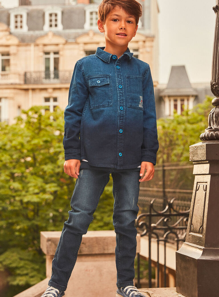 Jean slim denim brut brodé