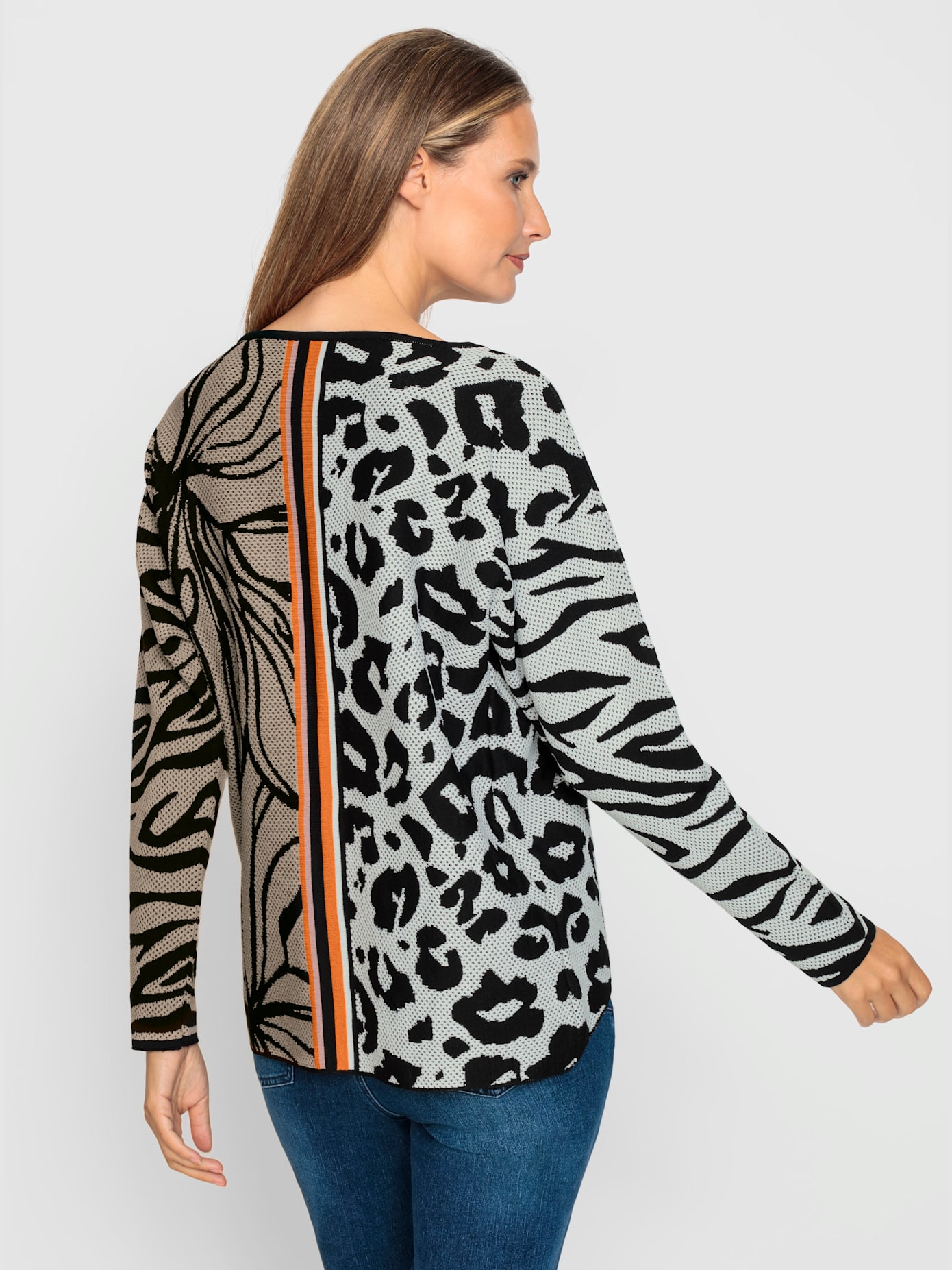 Pull jacquard mélange raffiné de motifs jacquard