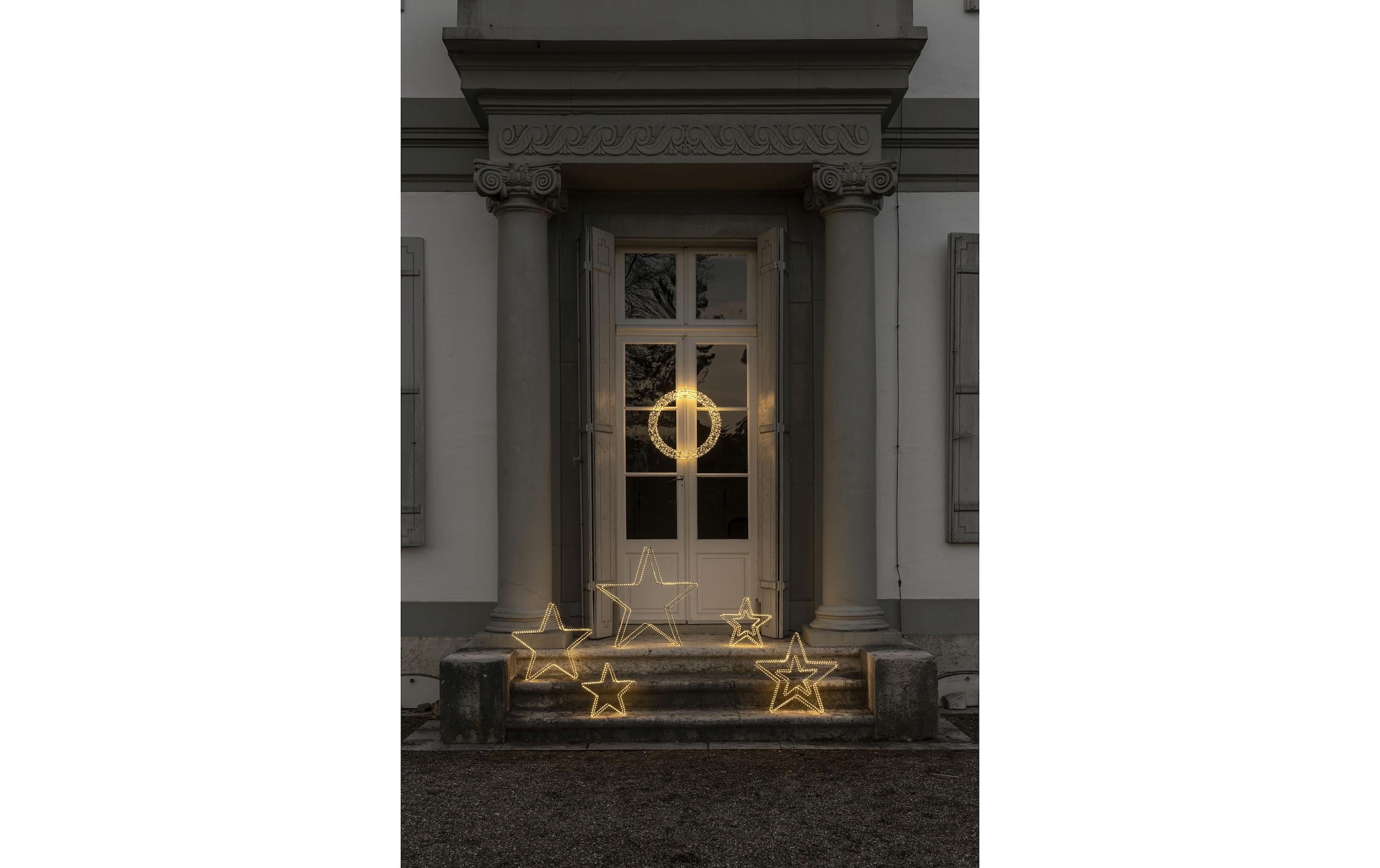 STT LED Dekofigur »3D Double Star Argento 38cm« Warmweiss