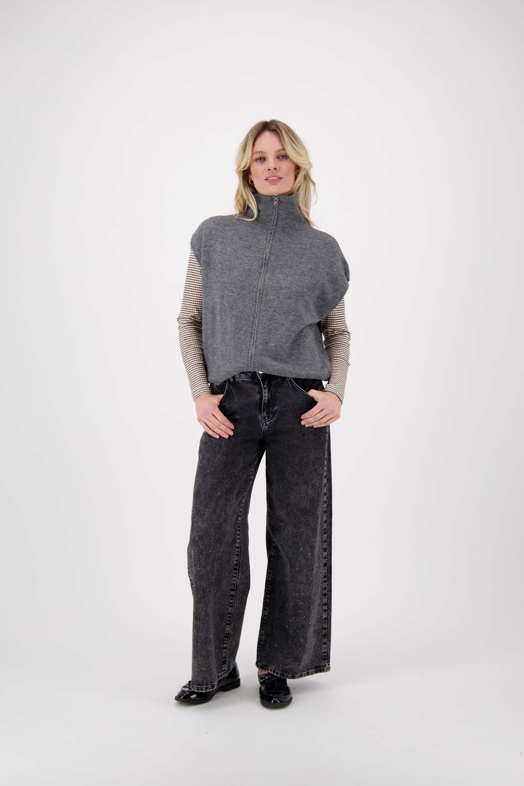 wijde denim met glitter