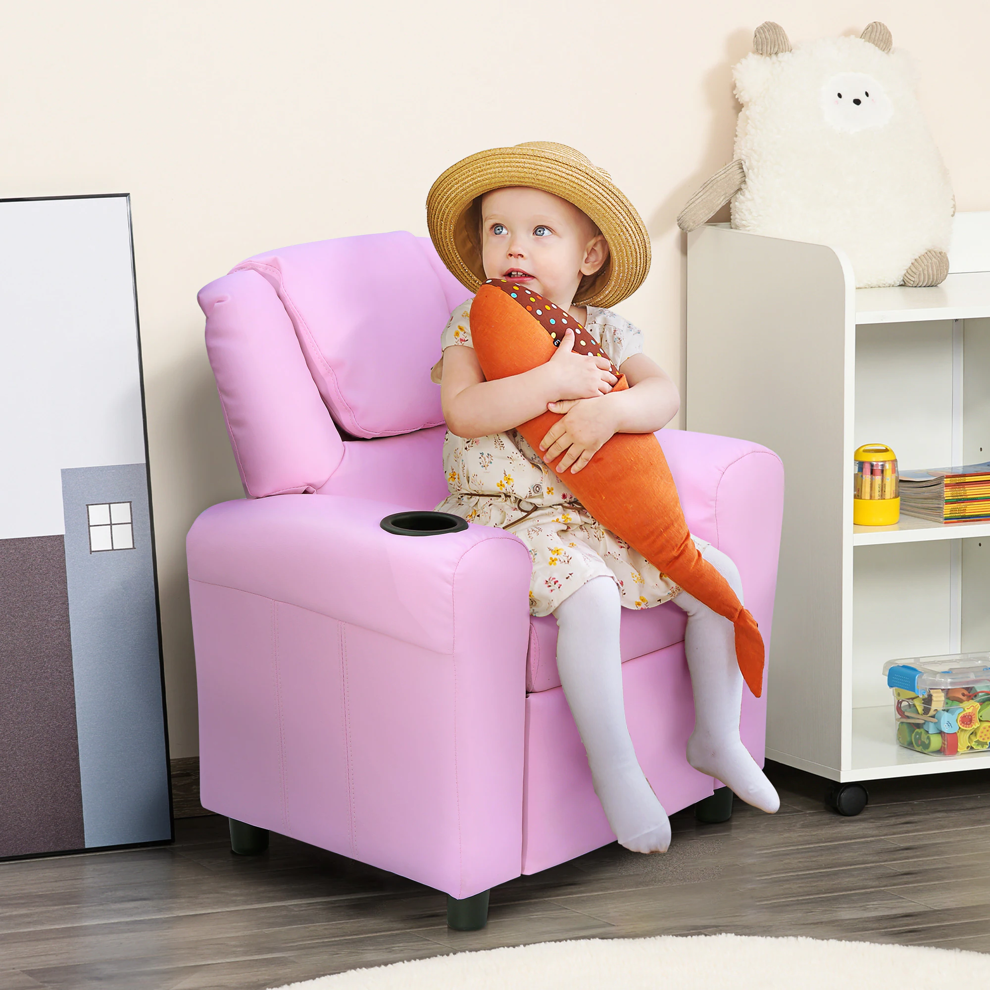 HOMCOM Kindersessel mit Liegefunktion rosa 62 x 56 x 69 cm (BxTxH)