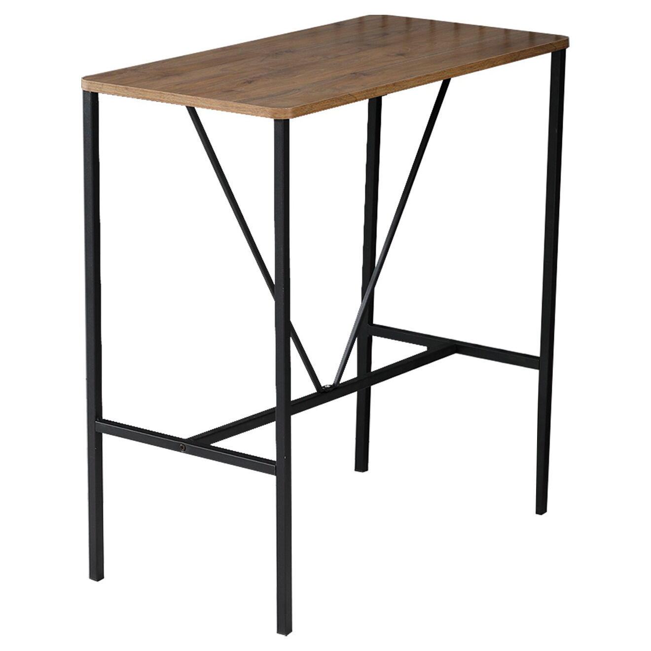 Homitis Table haute + 4 Tabourets de bar Nordic fumée/noyer/noir