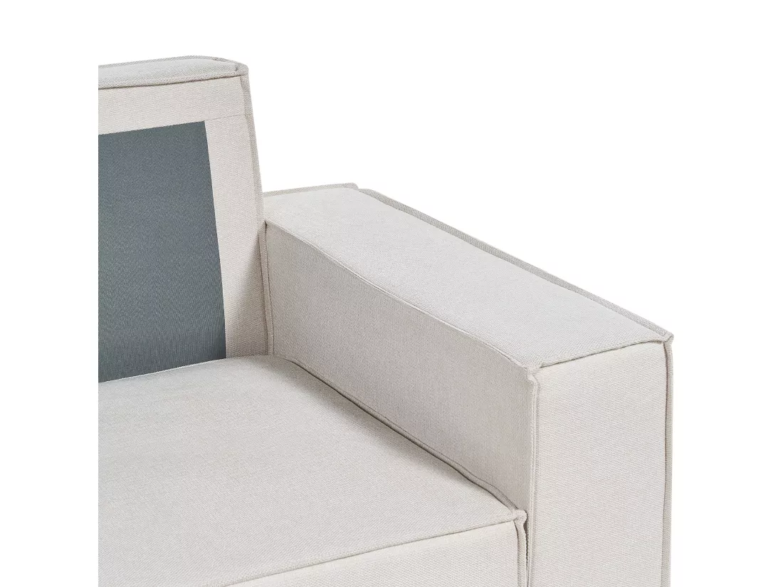 Canapé d'Angle à gauche Convertible Dossier Rembourré en Tissu Polyester Beige Karila