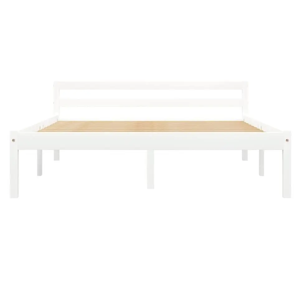 vidaXL - Bed frame met hoofdeinde - Wit - Massief grenenhout - 140x200 cm