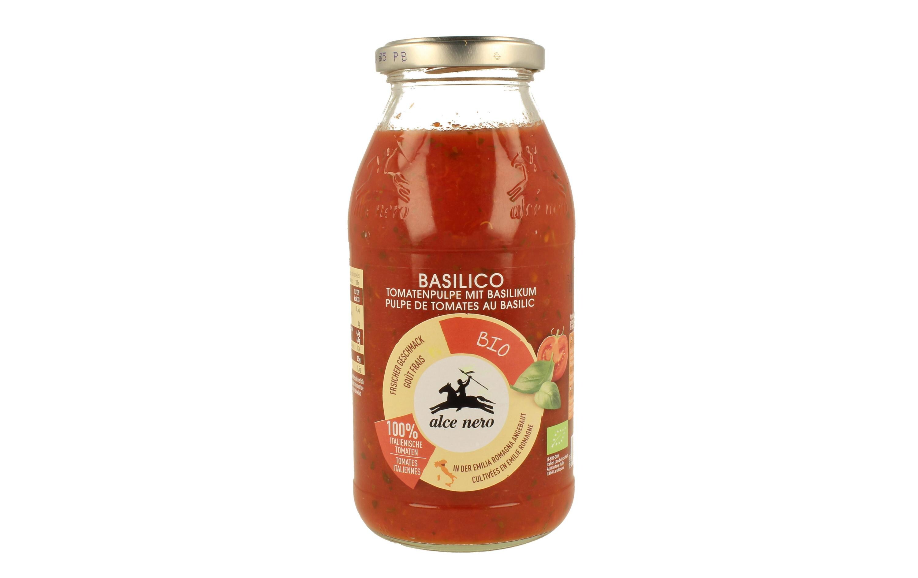 Sauce Bio Tomaten mit Basilikum 500 mlBiologisch zertifizierte Sauce für Teigwaren