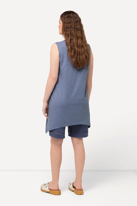 Longtop, Zipfelsaum, A-Linie, V-Ausschnitt, Biobaumwolle