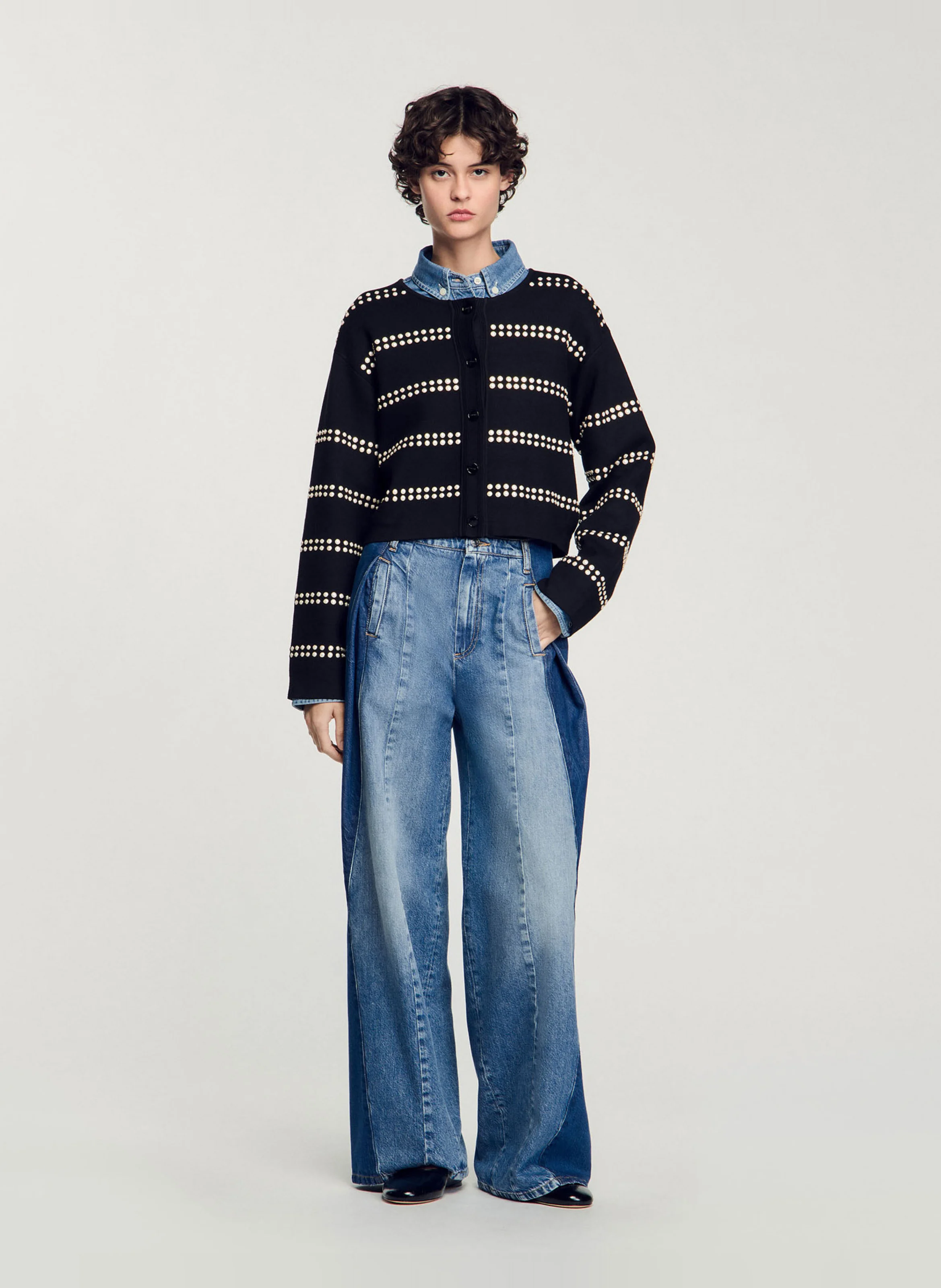 Cardigan à studs | Noir