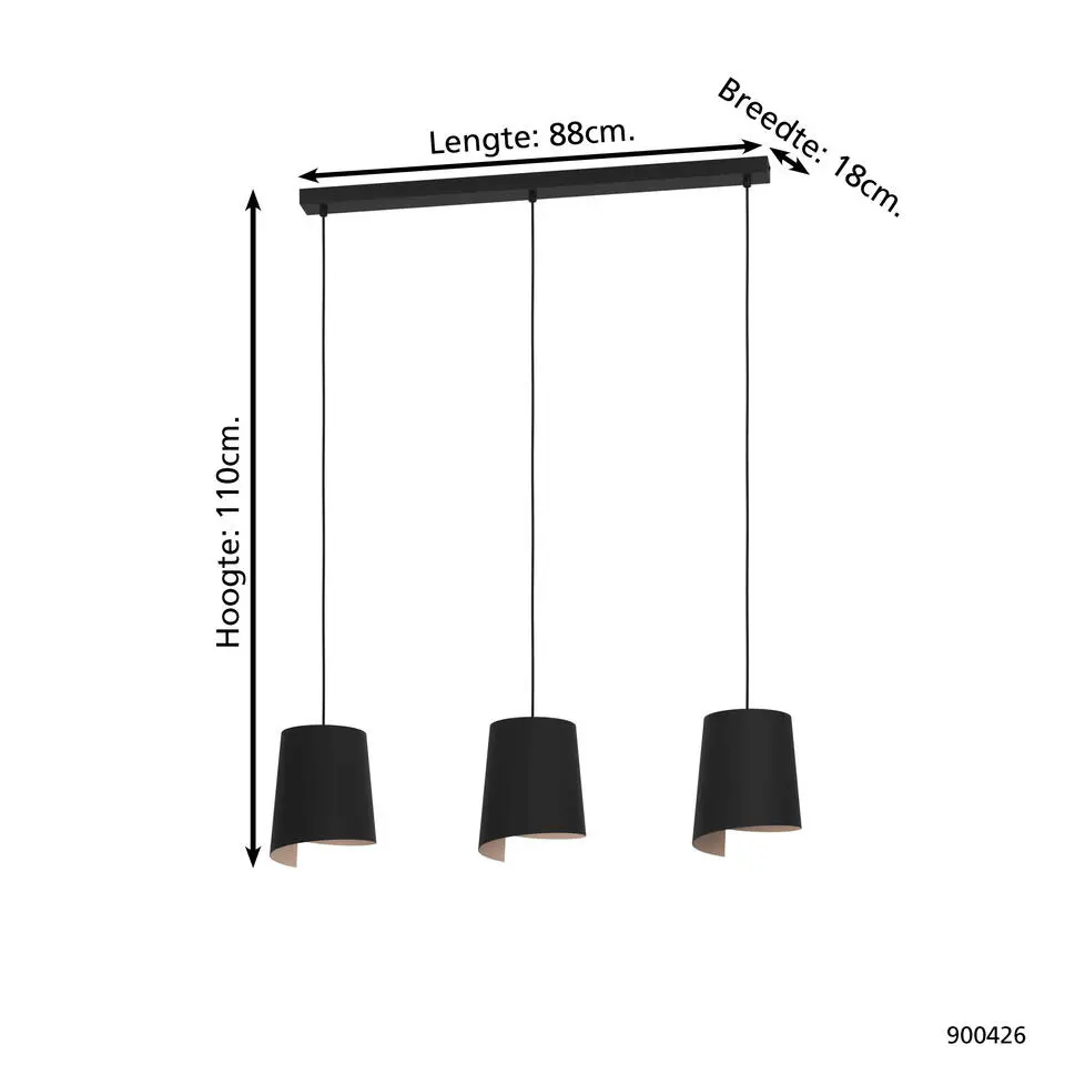 EGLO Bolivia Hanglamp - E27 - 88 cm - Zwart