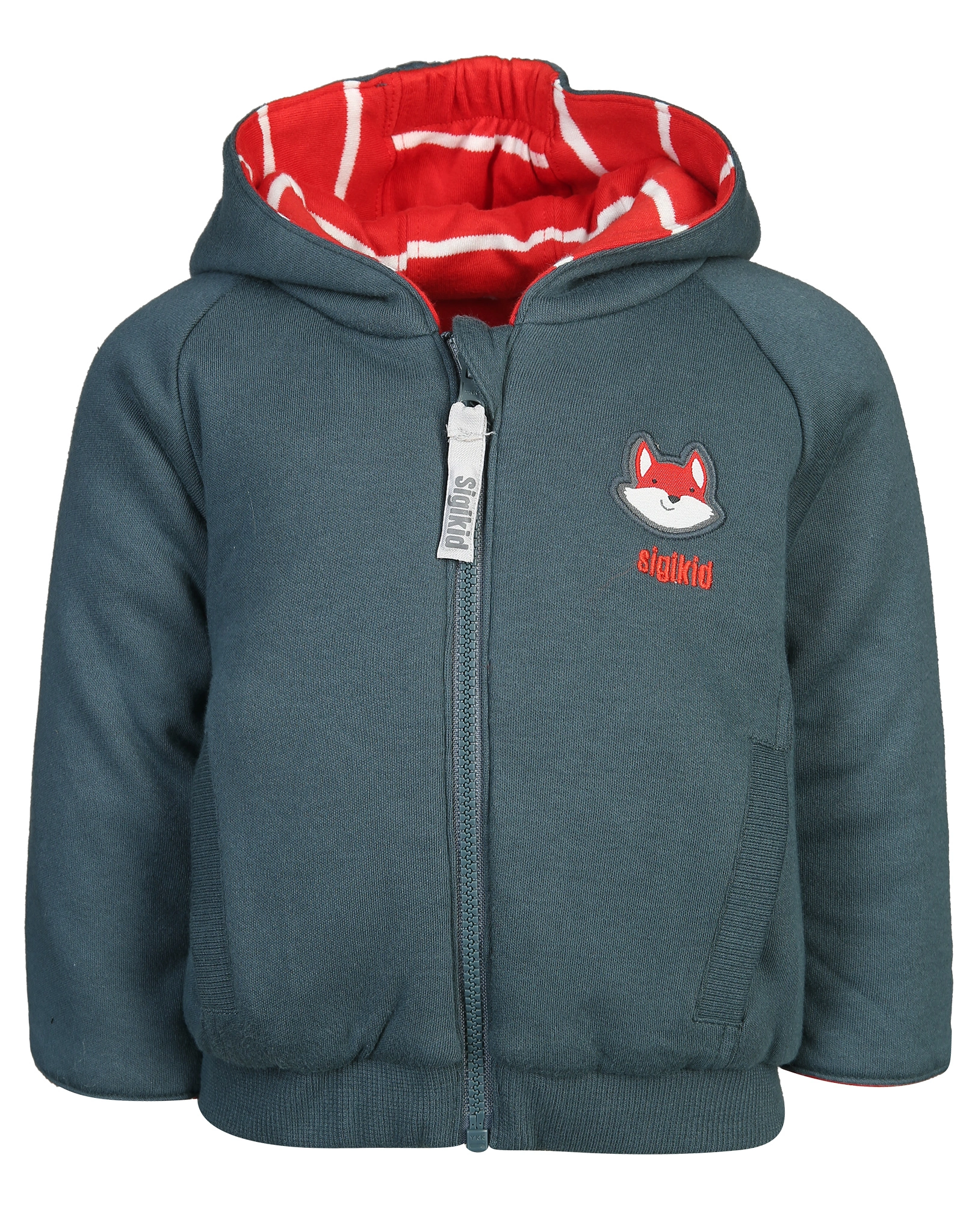 Wendejacke SPKids gestreift in  graublau/rot