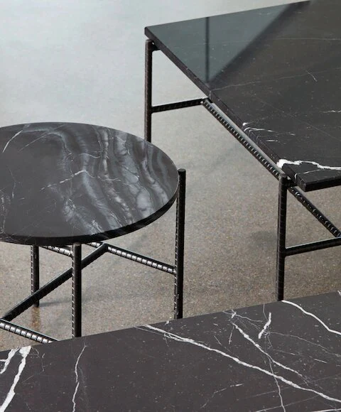 HAY  Rebar Coffee Table, sort marmor - 80x84 cm