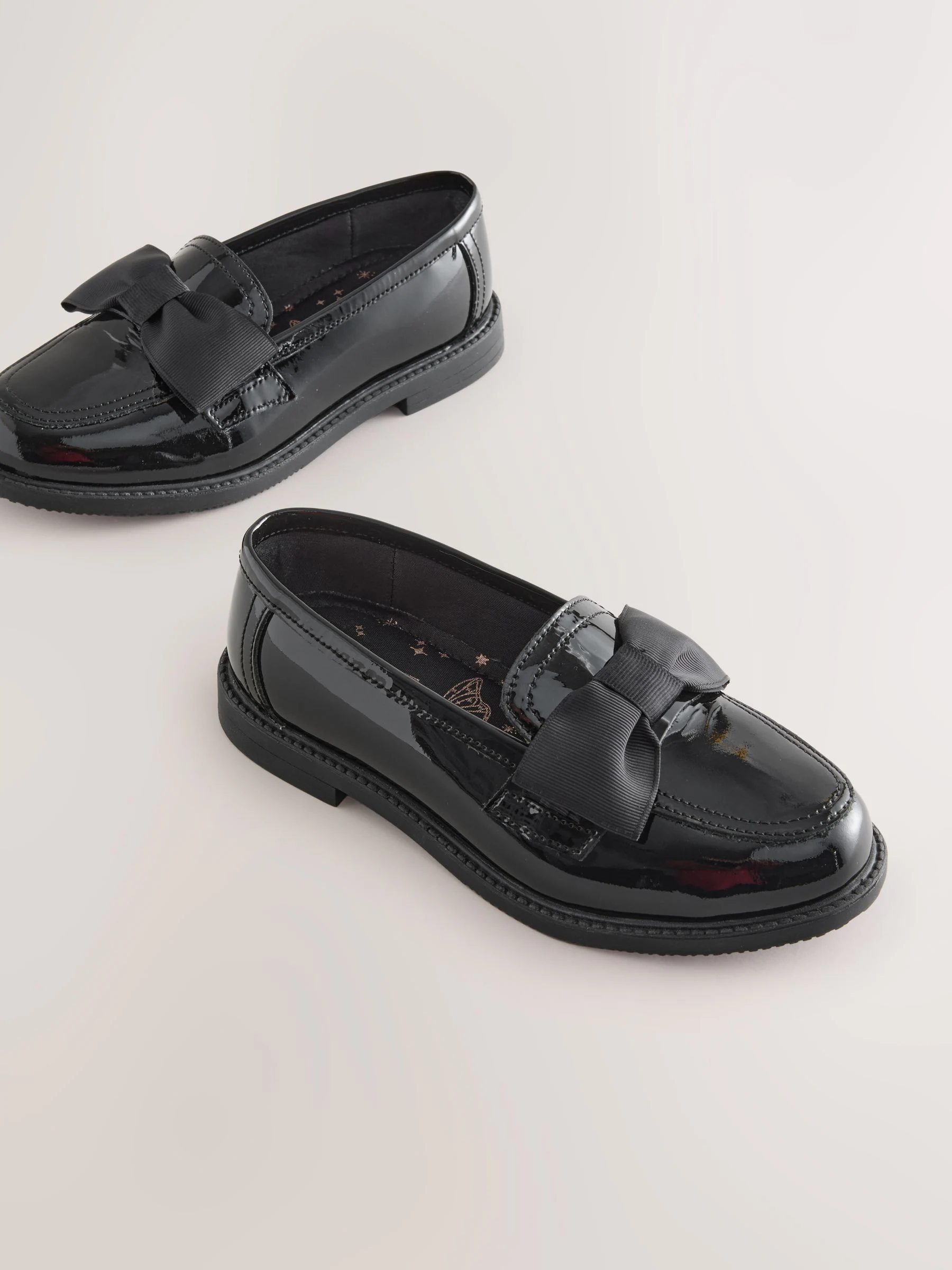 Zwart lak - Leren schoolschoenen met strik