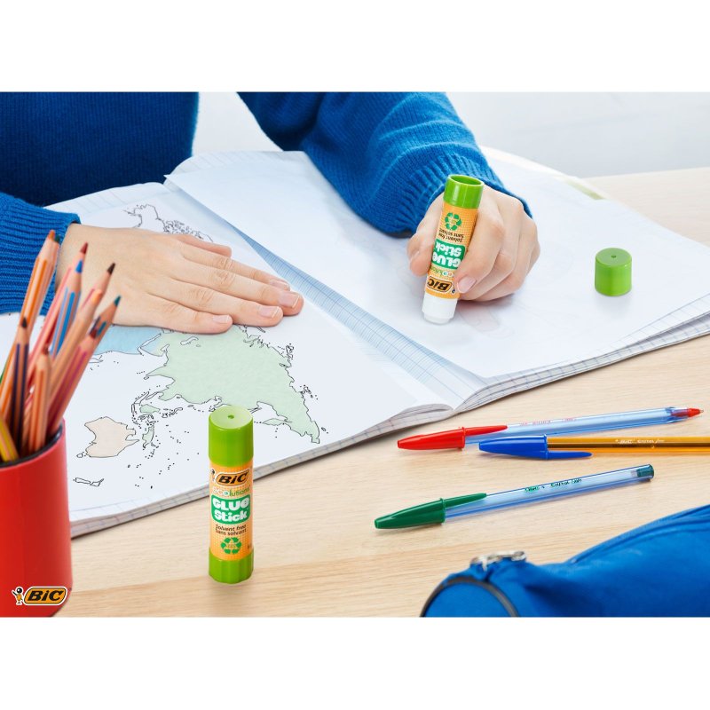 Colle bic  ecolutions  glue stick - lavable - colle le    papier et le carton -tube de  8 gr boite de 30