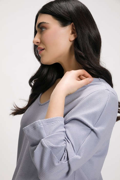 Sweatshirt, Struktur, Oversized, V-Ausschnitt, 3/4-Arm