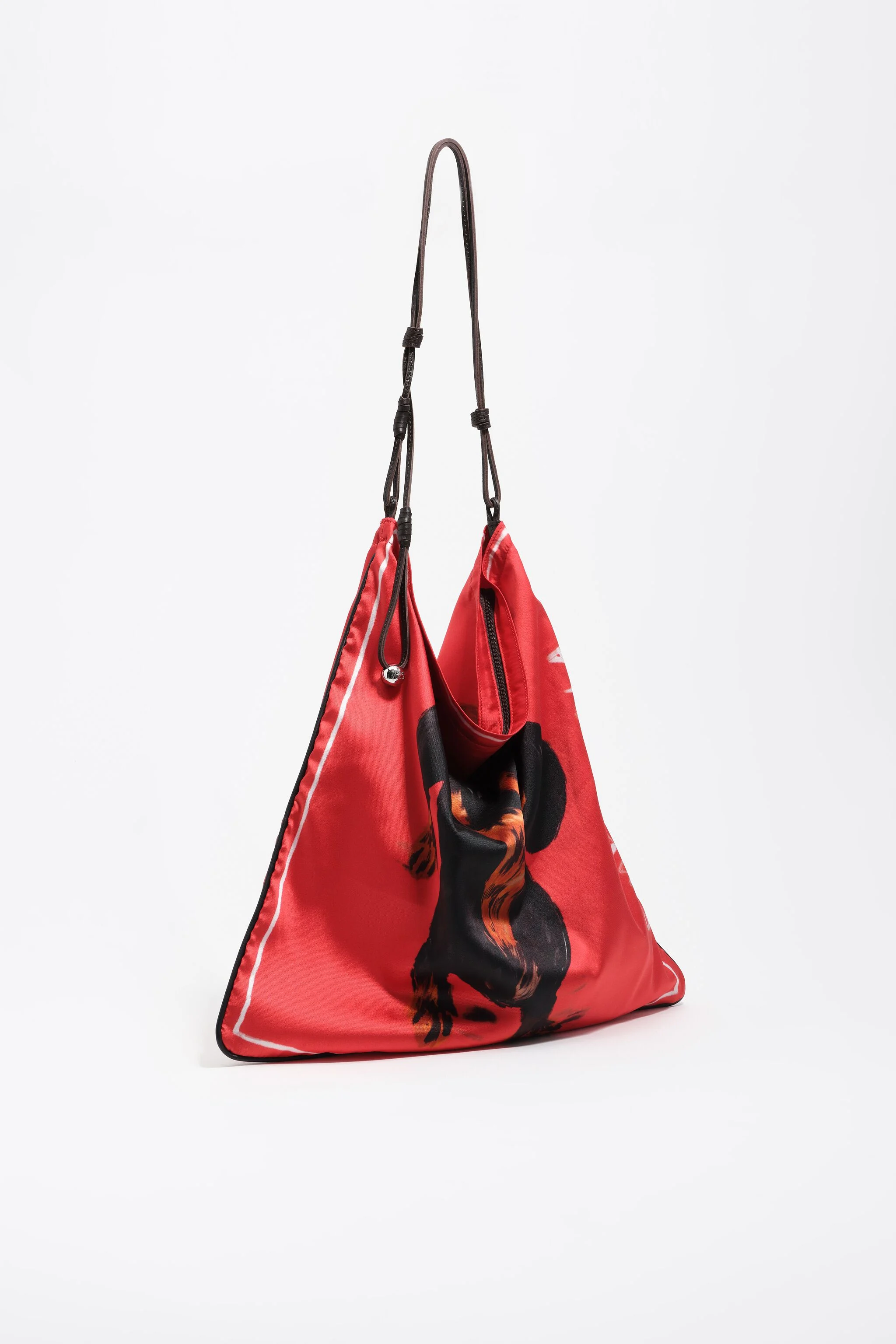 Bolsa de lenço tamanho médio vermelha com estampa de cachorros