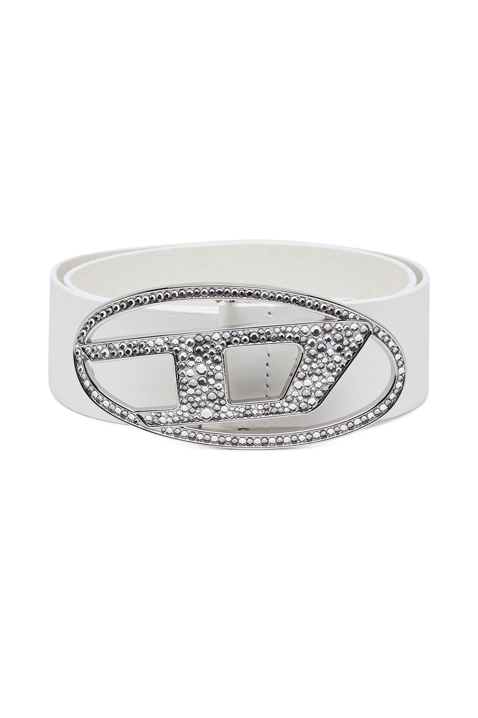 DIESEL Ceinture OVAL D LOGO B-1DR STRASS Blanc