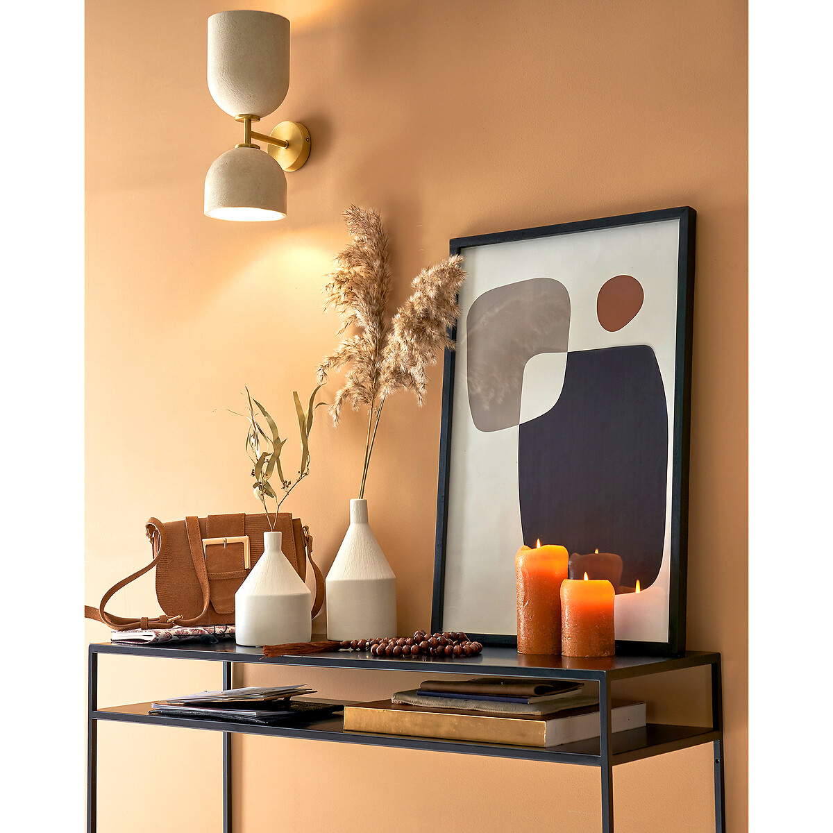 LA REDOUTE INTERIEURS<br>Mesa de consola em aço com duas prateleiras, Miva