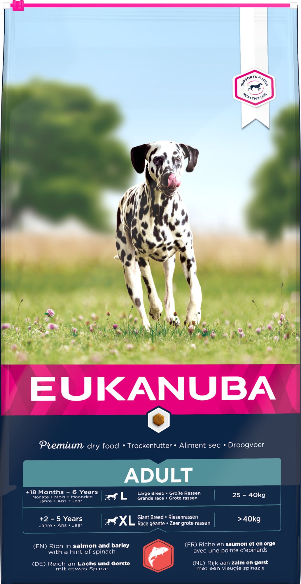 Eukanuba hondenvoer adult (extra) groot zalm en gerst 12 kg