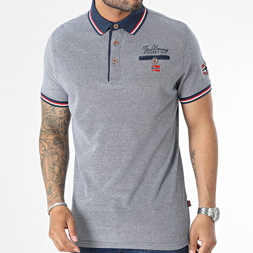 Polo Manches Courtes Bleu Marine Chiné