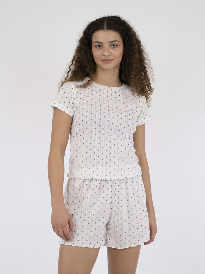 Neo Noir Lonnie Pointelle Heart Top White