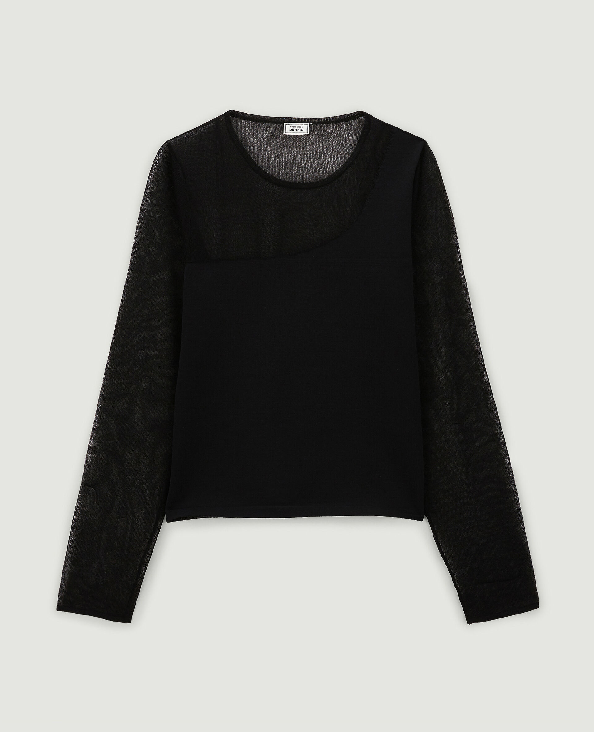 Top bi-matière effet one shoulder - Noir