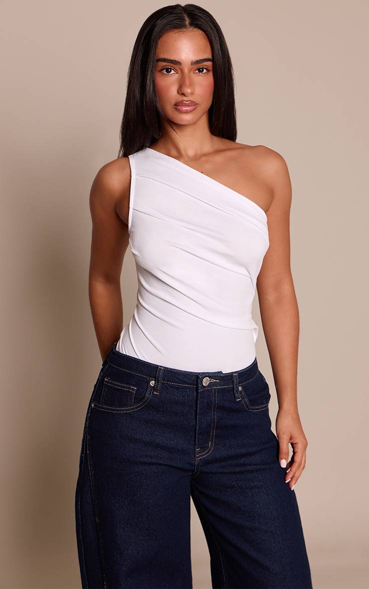 Blanc Body Asymétrique En Coton Doux Petite