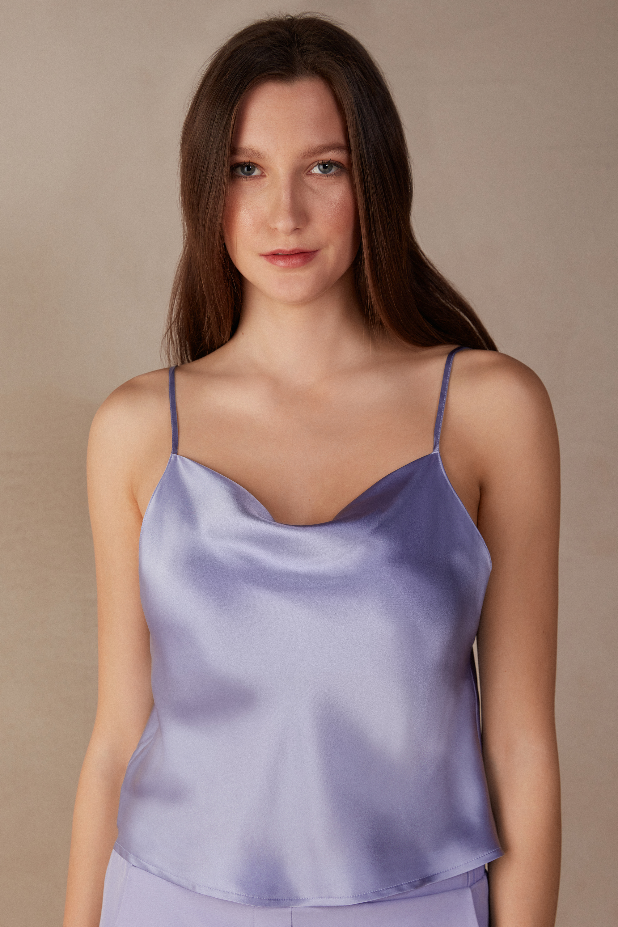 Top cropped de seda