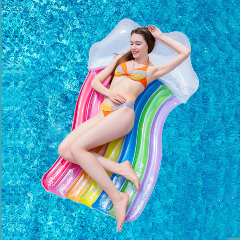 (160cm) Grosse Aufblasbare Wasser Luftmatratze Liegesofa Badeinsel - Regenbogen