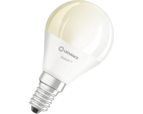 Ledvance Smart WIFI LED-druppellamp, dimbaar, P40 E14/5W (40W), mat, 470 lm, 2700 K, warm wit