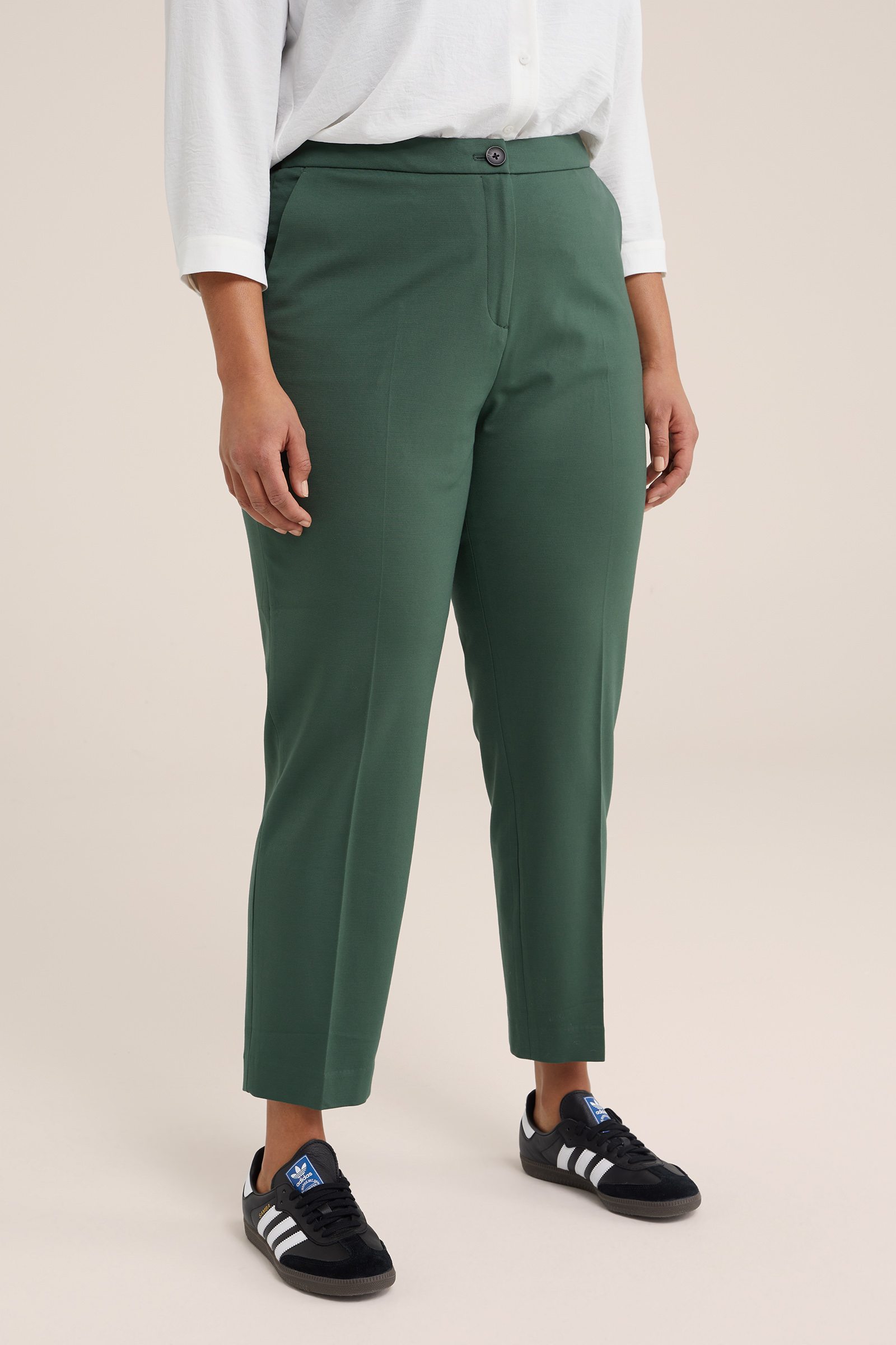 slim fit pantalon met stretch - Curve WE Fashion Zeegroen