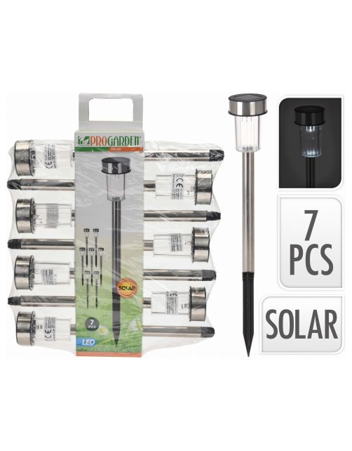 Homestyle Solarlamp Rvs Set - Tuinverlichting - Ø 46x360 mm 7 stuks
