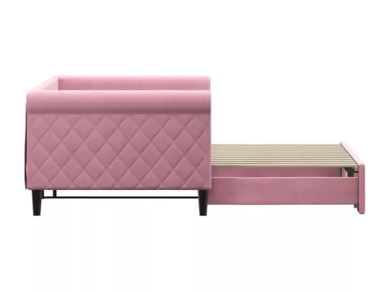 Lit de jour avec gigogne sans matelas rose 90x200 cm
