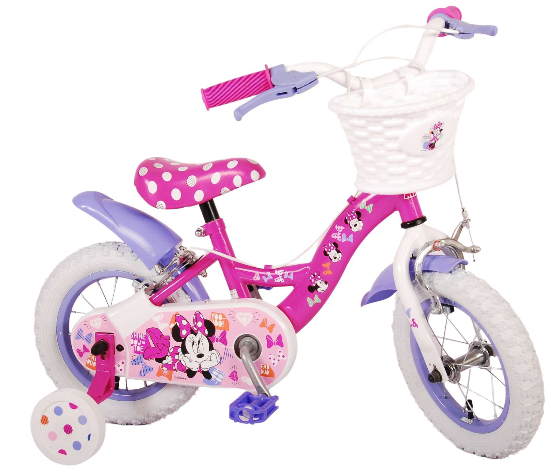 Kinderfahrrad Disney Minnie für Mädchen 12 Zoll Kinderrad in Rosa