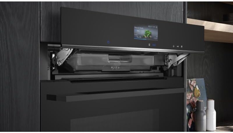 Siemens HR776G1B1, iQ700 Smarter Einbau-Backofen mit Dampffunktion, 60 x 60 cm, Made in Germany, Schwarz, activeClean Pyrolyse & humidClean Hydrolyse, Air Fry, Automatikprogramme, Farbiger Touchscreen