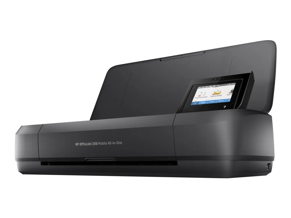 HP Officejet 250 Mobile All-in-One - Multifunktionsprinter - farve - blækprinter - Legal (216 x 356 mm) (original) - A4/Legal (medie) - op til 8 spm (kopiering) - op til 10 spm (udskriver) - 50 ark - USB 2.0, USB vært, Wi-Fi